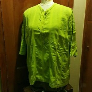 Lime green cotton blouse, 4x